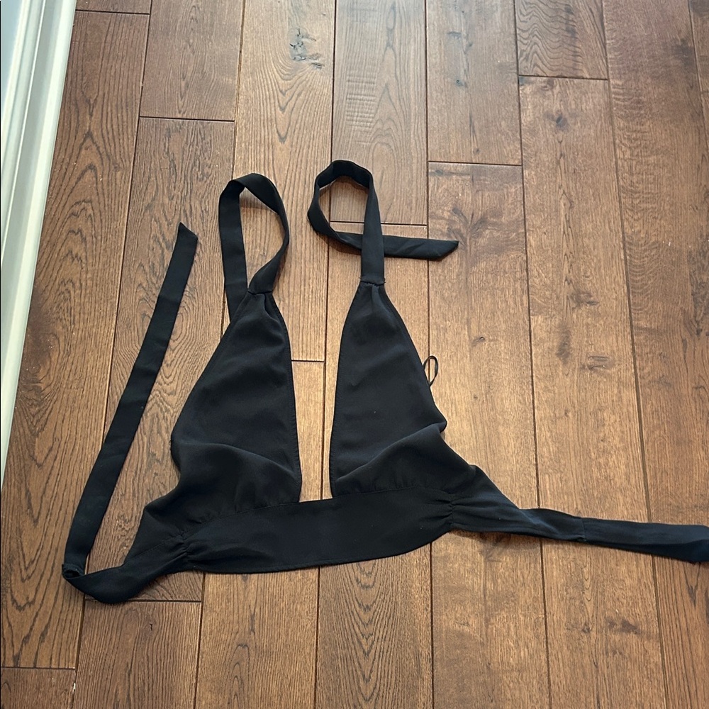 Divided Black Halter Top